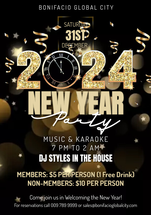 New Year | Music Bar Hotel Club Event Flyer A4 template